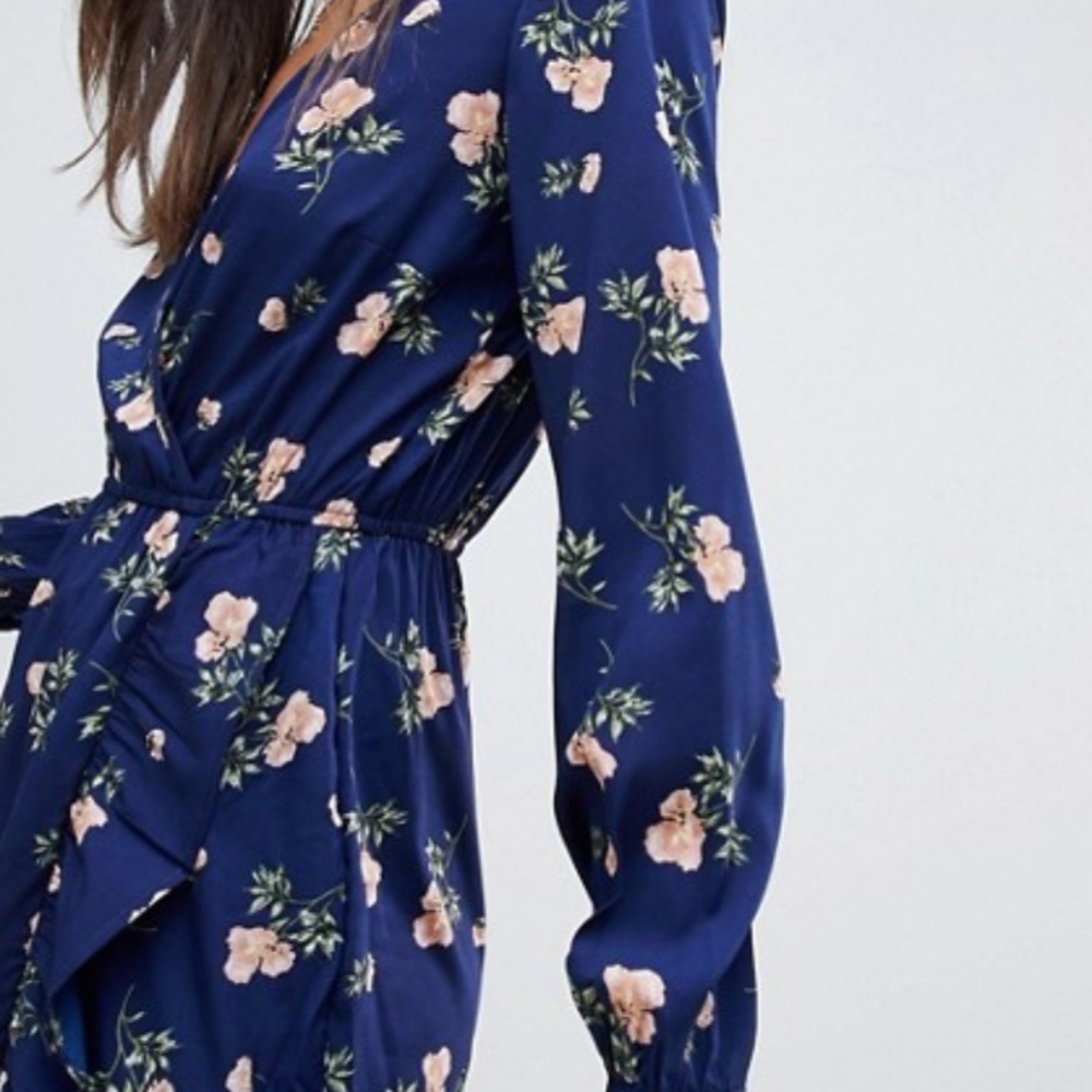 ASOS Influence Floral Midi Wrap Dress With Ruffle - Picture 3 of 4